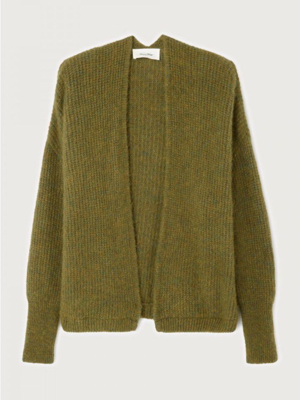 American Vintage Olive Open-Front Knit Cardigan east